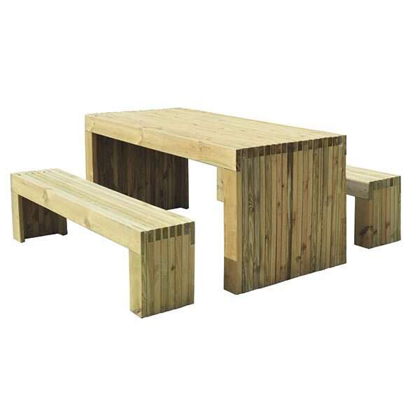 Image du produit Table et Bancs de Jardin (pr&eacute;mont&eacute;s) 'Stendu' - 800 x 800 x 1800 mm