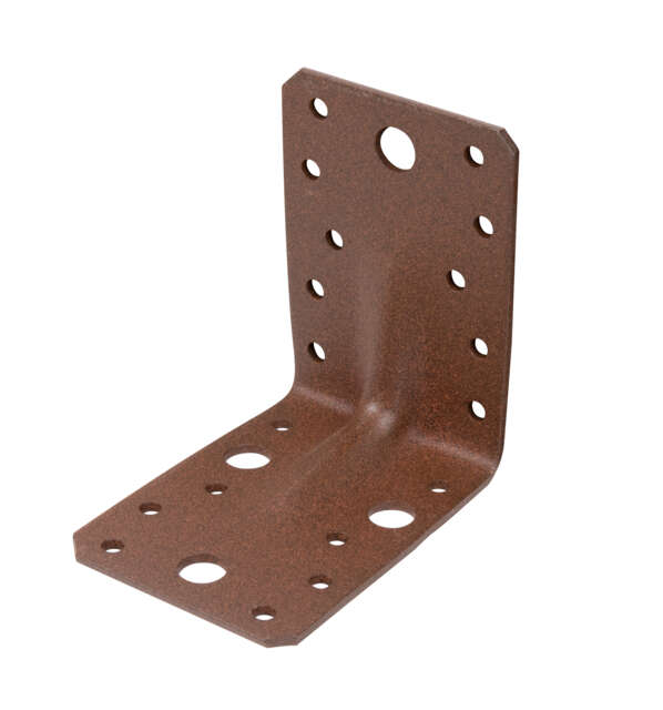 Image du produit Equerre d'assemblage renfor&ccedil;&eacute;e - Multi trous - Brun Rouille - 90 x 90 x 65 mm