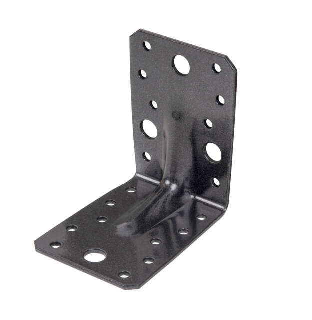 Image du produit Equerre d'assemblage renfor&ccedil;&eacute;e - Multi trous - Noir Diamant - 90 x 90 x 65 mm