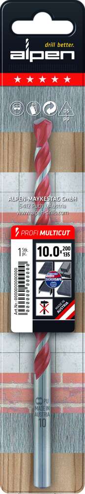 Image du produit Alpen - Profi Multicut - Foret universel tous mat&eacute;riaux - Long. 150 mm, 200 mm et 400 mm