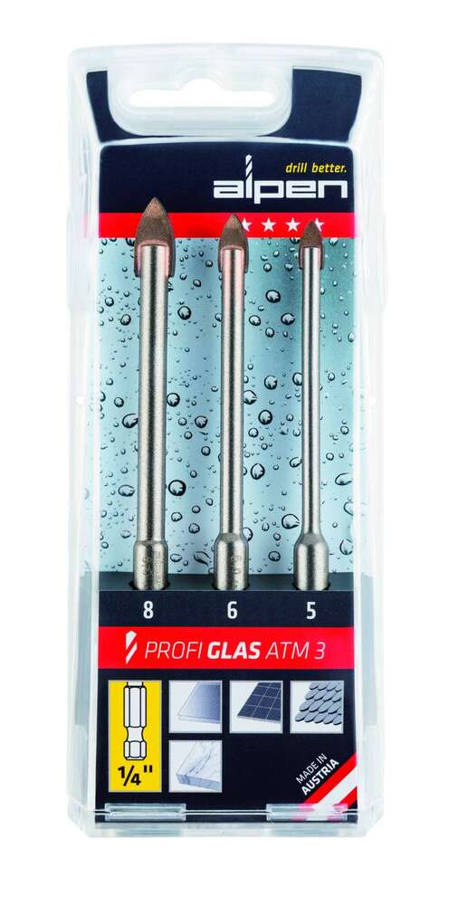 Image du produit Alpen - Satz Profi Foret Verre ATM 3, Embout Hexa (3 pi&egrave;ces): &Oslash; 5|6|8 mm