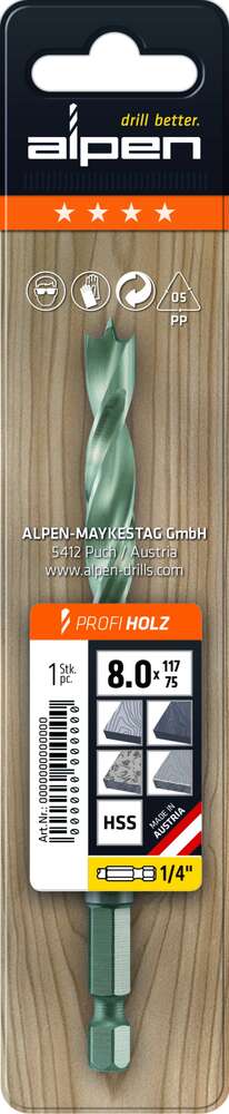 Image du produit Alpen - HSS-Foret Bois - Embout Hexa