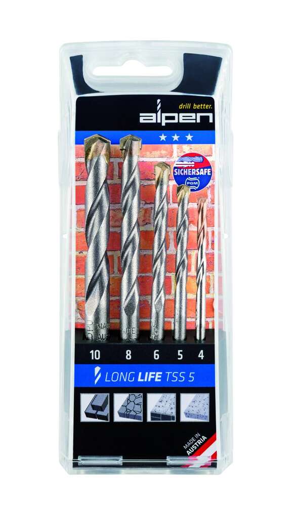 Image du produit Alpen - Cassette Long Life TSS Foret Brique (5 pi&egrave;ces): &Oslash; 4| 5| 6| 8|10 mm