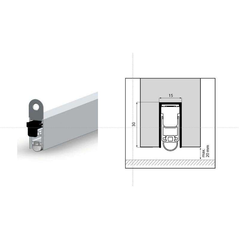 Image du produit ELLEN - Seuil Tombant Autom Uni-Proof - 15 x 30 x 1028 mm