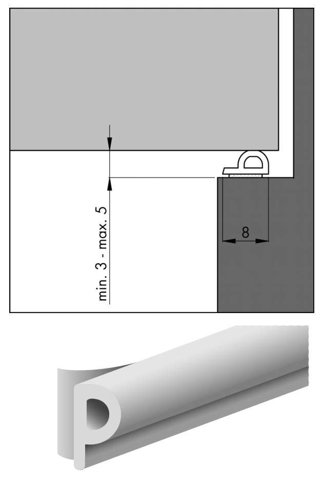 Image du produit Ellen - Joint d'Air P - Noir - 8 x 5mm - 7,5 m