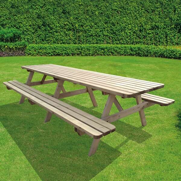 Image du produit Table pique-nique "Mesa", Longueur au choix (pour 6 ou 8 personnes), en sapin blanc autoclav&eacute; (Classe 3)