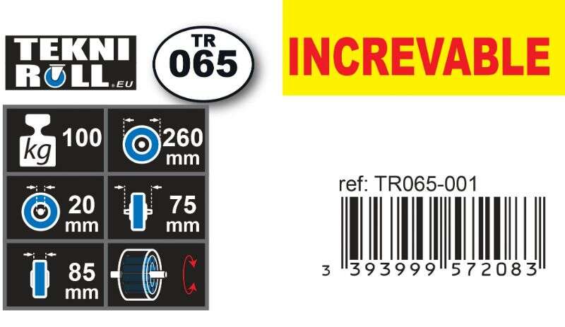 Image du produit Roue Increvable &Oslash; 260mm - Jante plastique - Charge max 100 Kg