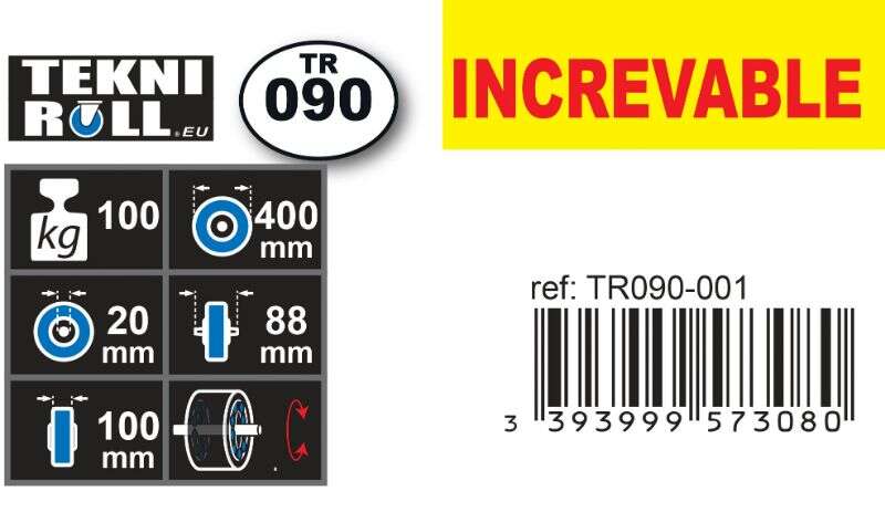 Image du produit Roue Increvable &Oslash; 400mm - Jante plastique - Charge max 130 Kg