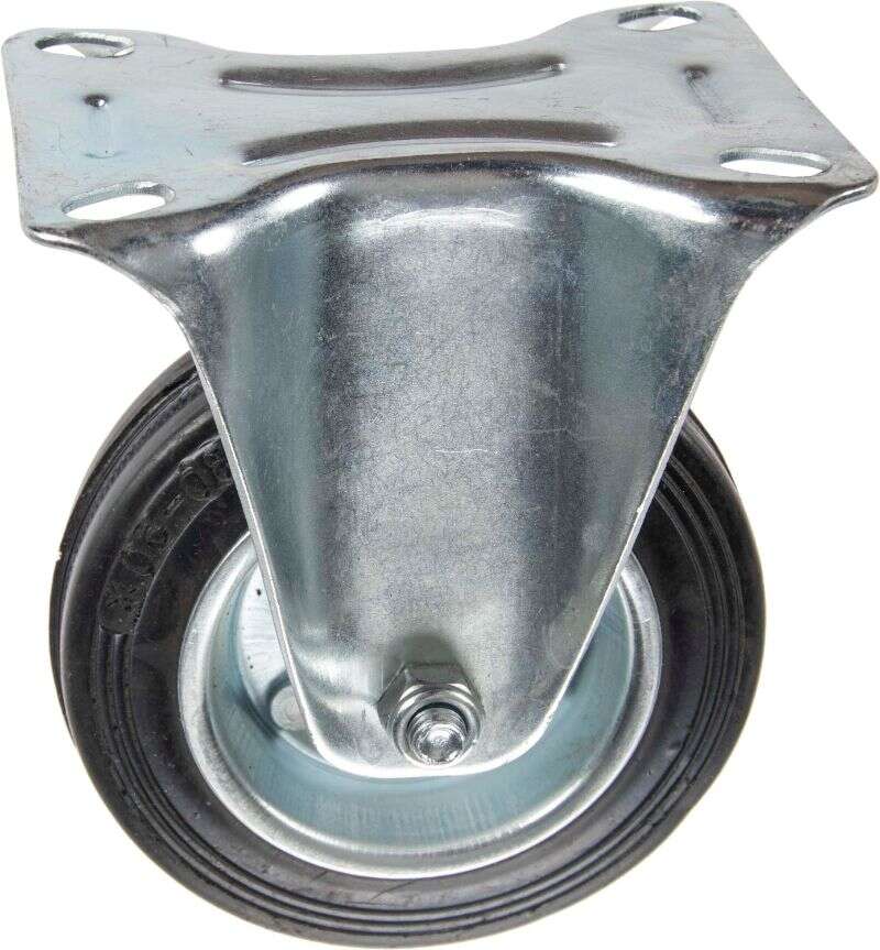 Image du produit Roulette Caoutchouc &Oslash; 100mm fixe - Charge max 60kg - Hauteur tot. 128mm - Plateau 105 x 85 mm