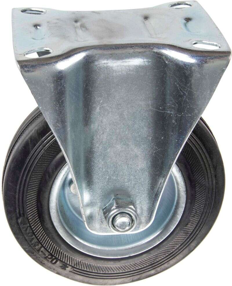 Image du produit Roulette Caoutchouc &Oslash; 125mm fixe -Charge max 80kg - Hauteur tot. 157mm - Plateau 105 x 85 mm
