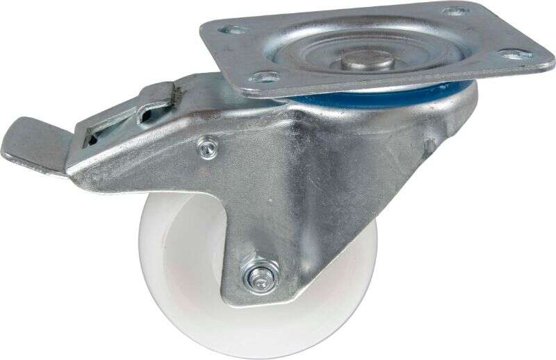 Image du produit Roulette polypropyl&egrave;ne &Oslash; 80mm pivotante avec frein - Charge max 100k - Hauteur tot.108mm - Plateau 100 x 85 mm