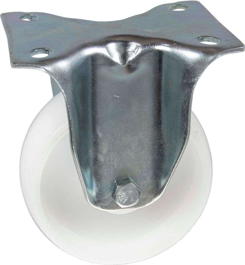 Image du produit Roulette polypropyl&egrave;ne &Oslash; 100mm fixe - Charge max 150kg - Hauteur tot. 128mm - Plateau 105 x 85 mm