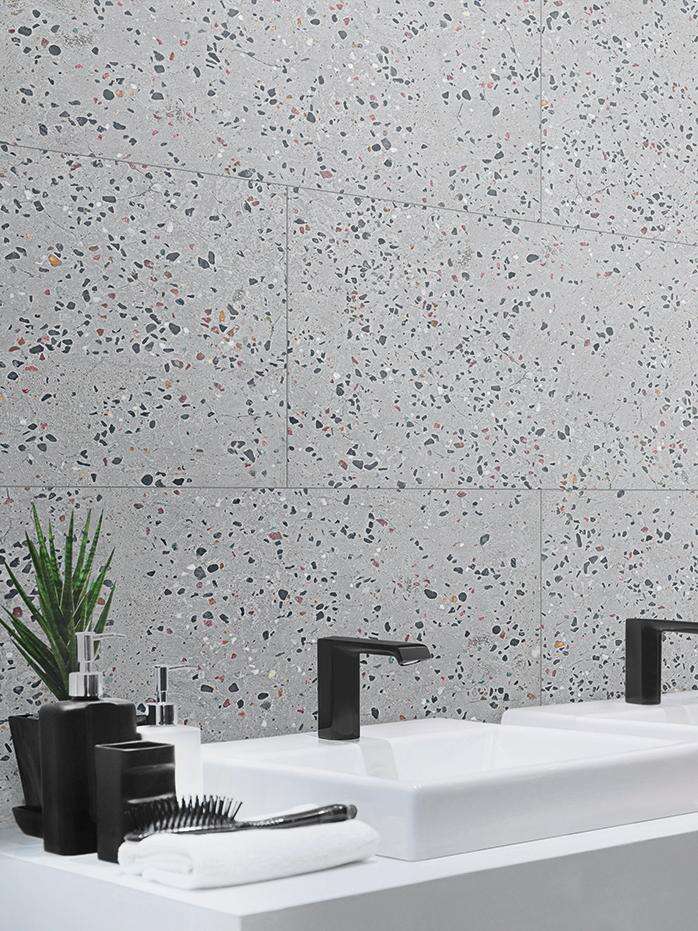 Image du produit Dumawall + - Lambris PVC - Terrazzo Dark grey (A68) - 5 x 375 x 650 mm (1,95 m&sup2;)
