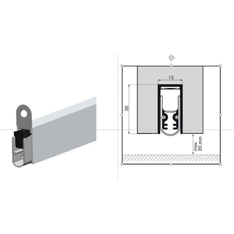 Image du produit ELLEN - Seuil Tombant SOUNDPROOF (acoustique) - 15 x 30 x 828 mm