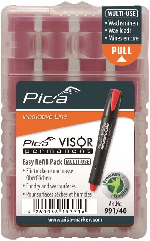 Image du produit PICA - Recharge p/Marqueur Permanent (VISOR) - Pointe de 10 mm - Rouge - (4 pcs)