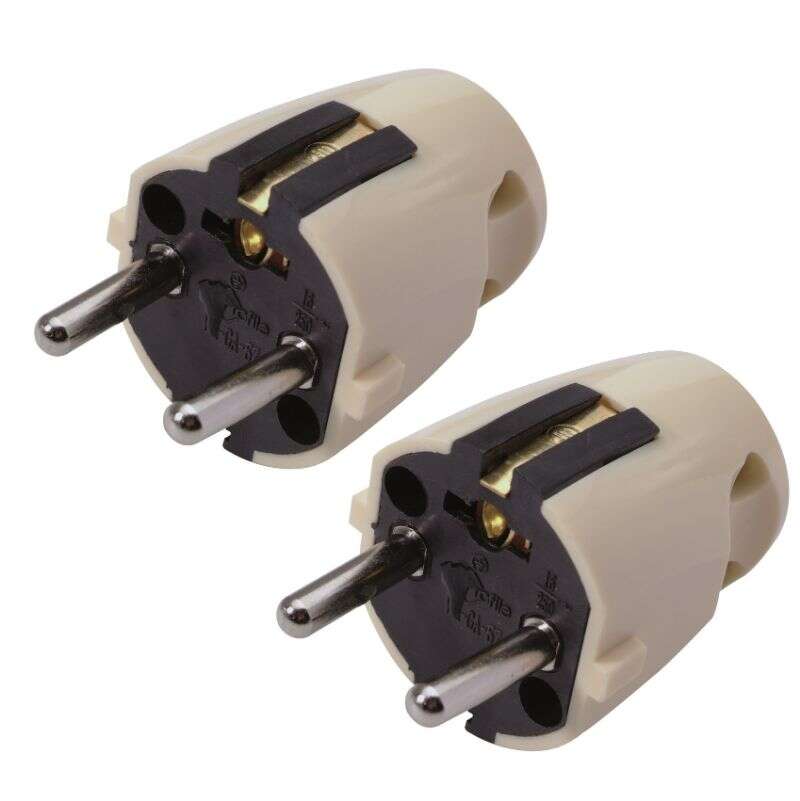 Image du produit Fiche M&acirc;le - 16A - 2P + Terre - Blanc (2 pi&egrave;ces)