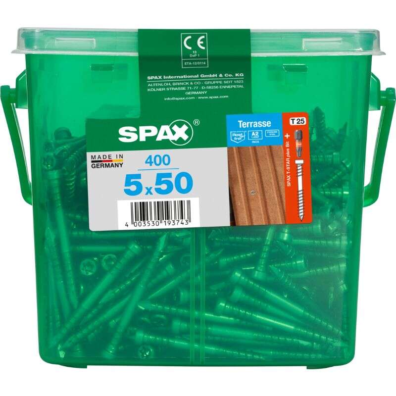 Image du produit SPAX&reg;- Vis Terrasse - &Oslash; 5 mm - T&ecirc;te Cylindrique - Inox A2 - T-STAR Plus (T25) - Filetage de Fixation CUT