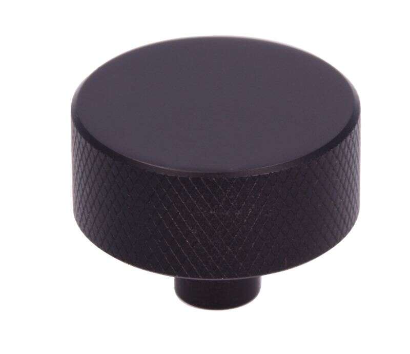 Image du produit Bouton - Nervur&eacute; - Aluminium - Noir mat - &Oslash; 33 mm