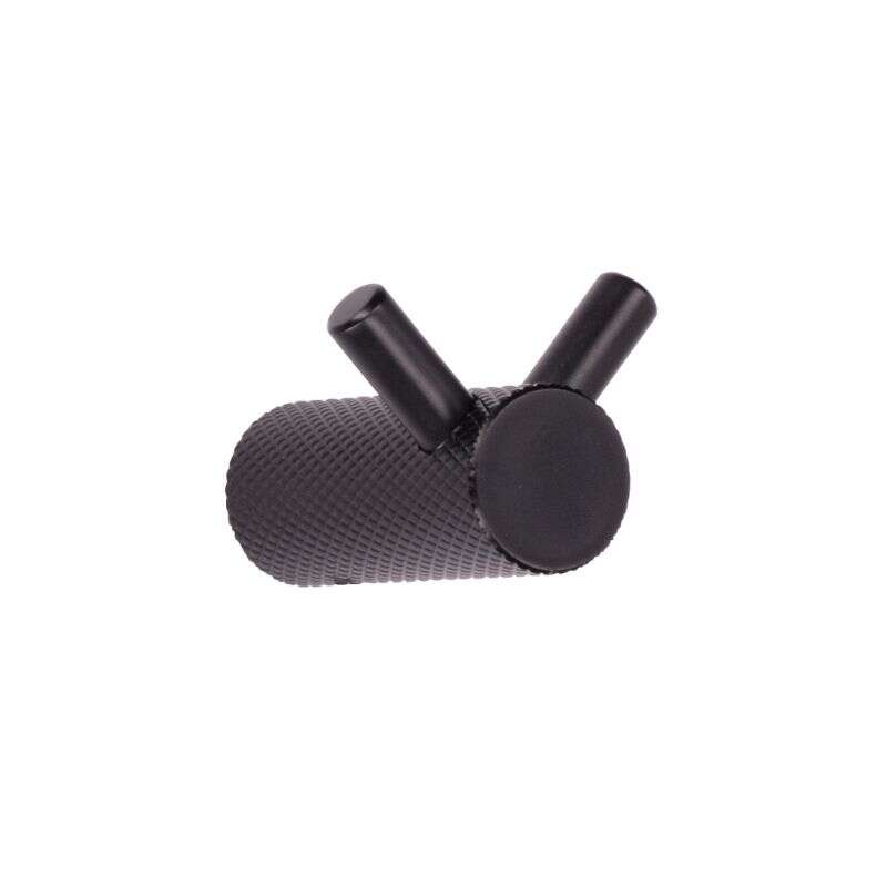 Image du produit Crochet Porte-Manteau - Double - Alu nervur&eacute; - Noir mat - 34 mm