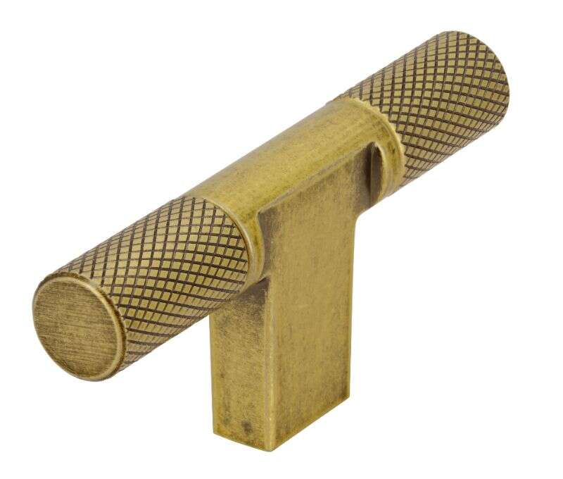 Image du produit Bouton - T - Zamac - Laiton mat - 12 x 32 x 72 mm