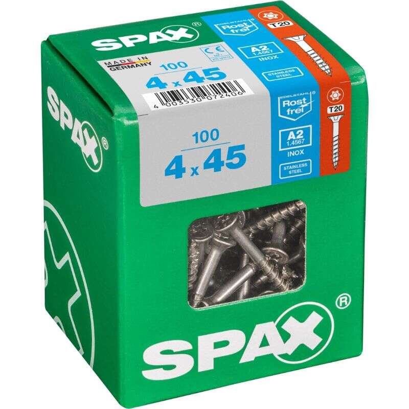 Image du produit SPAX&reg;- Vis universelle - &Oslash; 4 mm - T&ecirc;te frais&eacute;e - Inox A2 - T-STAR Plus (T20) - Filetage partiel 4 CUT