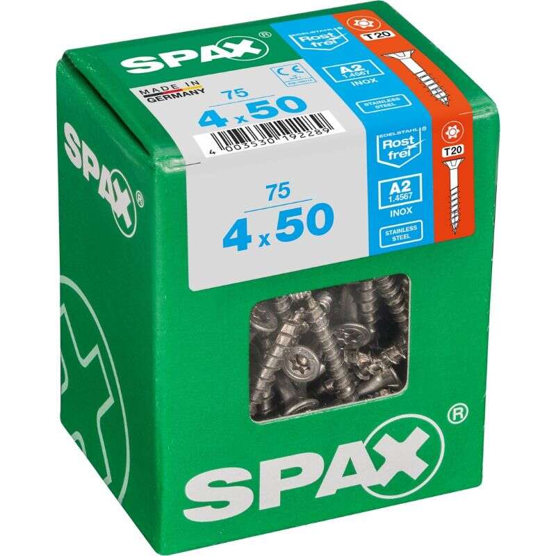 Image du produit SPAX&reg;- Vis universelle - &Oslash; 4 mm - T&ecirc;te frais&eacute;e - Inox A2 - T-STAR Plus (T20) - Filetage partiel 4 CUT