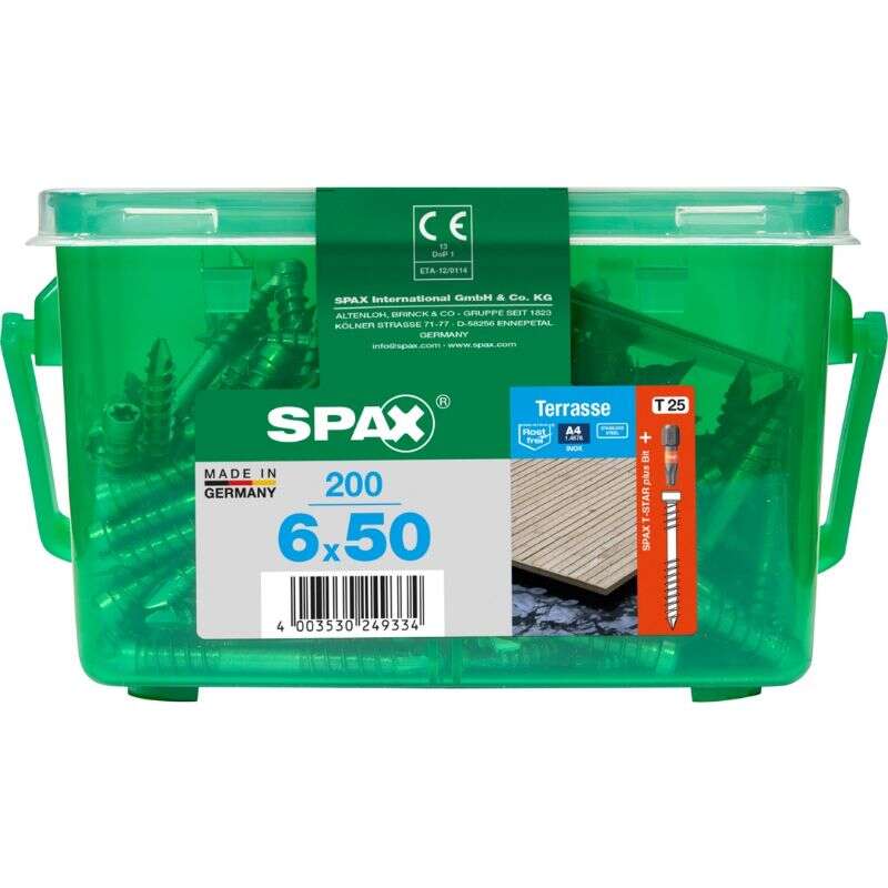 Image du produit SPAX&reg;- Vis Terrasse - &Oslash; 6 mm - T&ecirc;te Cylindrique - Inox A4 - T-STAR Plus (T25) - Filetage de Fixation CUT