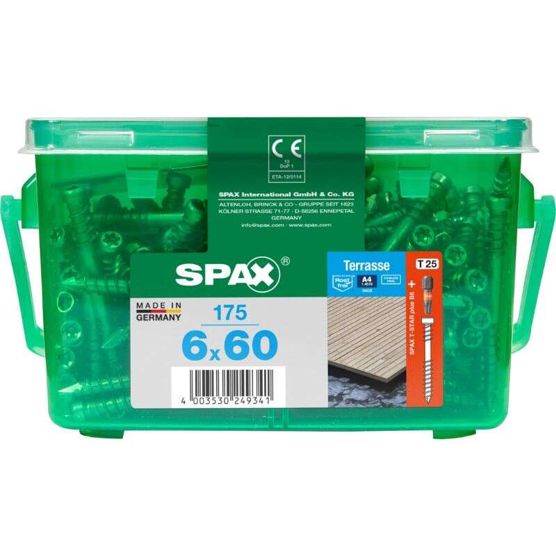 Image du produit SPAX&reg;- Vis Terrasse - &Oslash; 6 mm - T&ecirc;te Cylindrique - Inox A4 - T-STAR Plus (T25) - Filetage de Fixation CUT