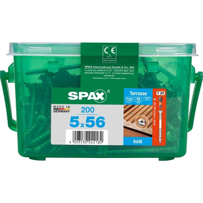Image du produit SPAX&reg;- Vis Terrasse - &Oslash; 5 x 56 mm - T&ecirc;te D&eacute;corative - Inox A2 - T-STAR Plus (T20) - Filetage de Fixation 4 CUT- (200 pc)