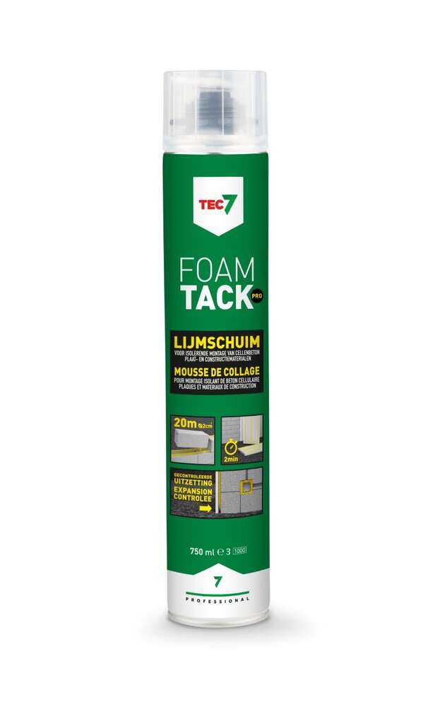 Image du produit TEC7 - Mousse de collage - Combipack FoamTack Pro  (10 x a&eacute;rosol 750 ml + Pistolet  + Cleaner)