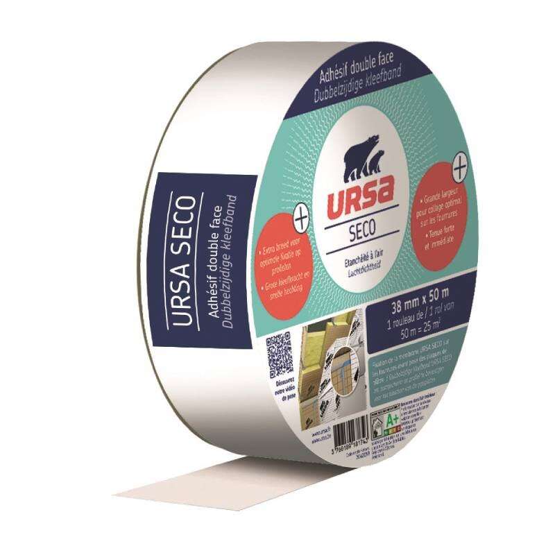 Image du produit URSA - Ruban autocollant Double tape - 3.8 cm x 50 m&egrave;tres