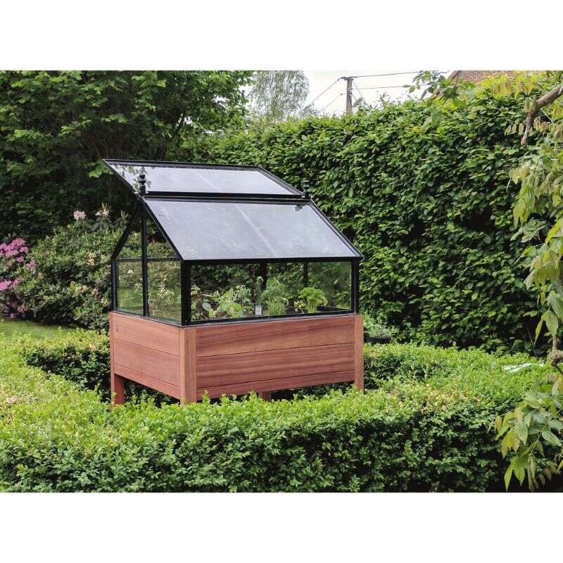 Image du produit Potager PADOUK sur table + Serre Acier - 100 x 50 x 80 cm