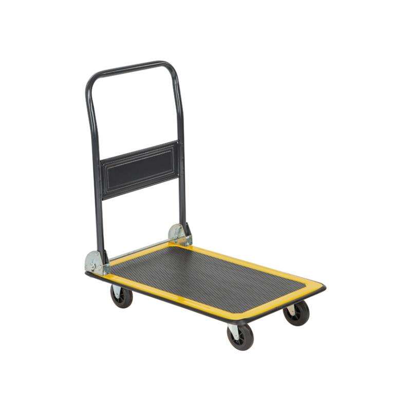 Image du produit Chariot de Transport - Plateau acier 720 x 460 - Poign&eacute;e Pliable H: 82 cm - Roulettes &Oslash; 10 cm - Charge 150 Kg