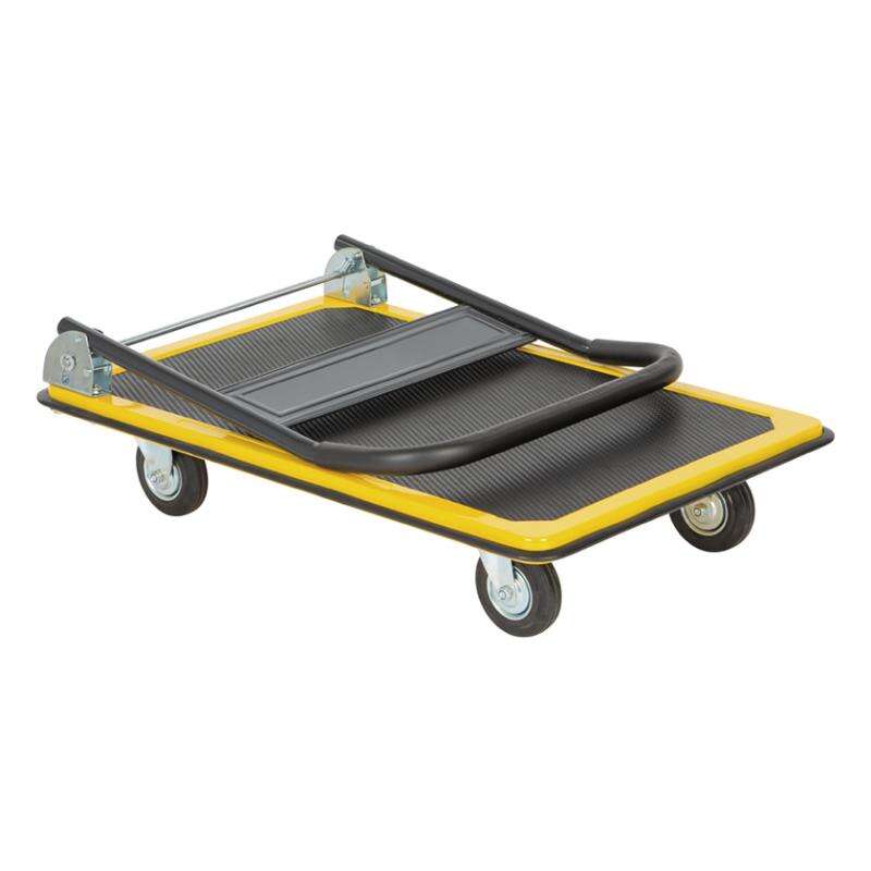 Image du produit Chariot de Transport - Plateau acier 910 x 610 - Poign&eacute;e Pliable H: 87 cm - Roulettes &Oslash; 13 cm - Charge 300 Kg