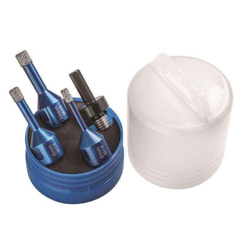 Image du produit CUTZ - Coffret Tr&eacute;pans SET J meuleuse M14 1x 16 mm, 1x 8 mm, 1x 10 mm, 1x adaptateur hexagonal M14