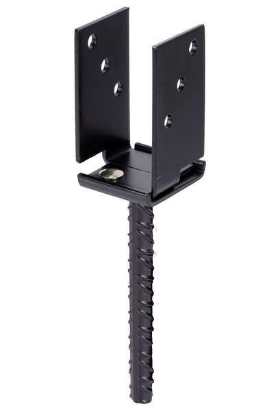 Image du produit Socle de Poteau &agrave; b&eacute;tonner - R&eacute;glable en largeur - Laqu&eacute; Noir - 71 &agrave; 131 x H max scel : 200 mm