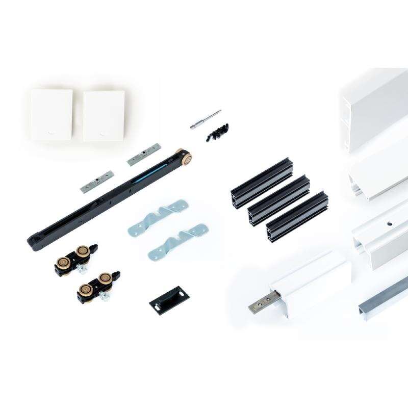 Image du produit ARLU - Rail Coulissant - XPERTA - BLANC 100 kg - 2 Soft Close - Cache Rail COMPRIS - 200 cm