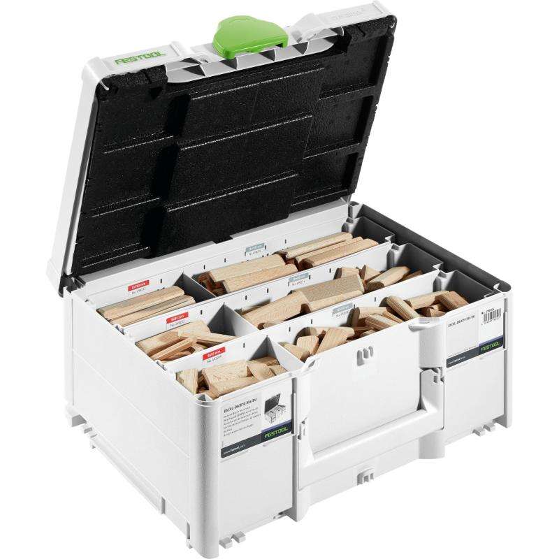 Image du produit FESTOOL - Coffret : Dominos en H&ecirc;tre DS/XL 8/10 : 8x50/80/100 + 10x50/80/100 mm (306 pcs) + Fraises Domino 8/10