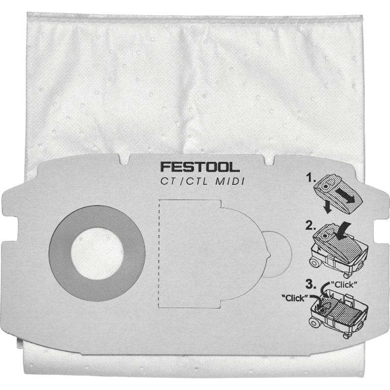 Image du produit FESTOOL - Sac filtre Selfclean&nbsp;(pour Aspirateur),&nbsp;SC FIS-CT MIDI - (5 pcs)