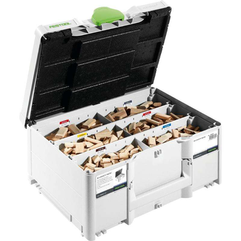 Image du produit FESTOOL - Coffret : Dominos en H&ecirc;tre - 4x20/5x30/6x40/8x40/8x50/10x50 mm (1060 pcs) + Fraises Domino 4/5/6/8/10