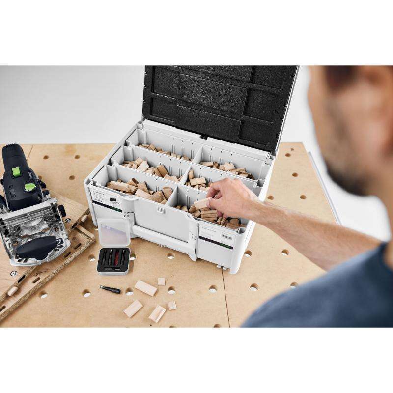 Image du produit FESTOOL - Coffret : Dominos en H&ecirc;tre - 4x20/5x30/6x40/8x40/8x50/10x50 mm (1060 pcs) + Fraises Domino 4/5/6/8/10