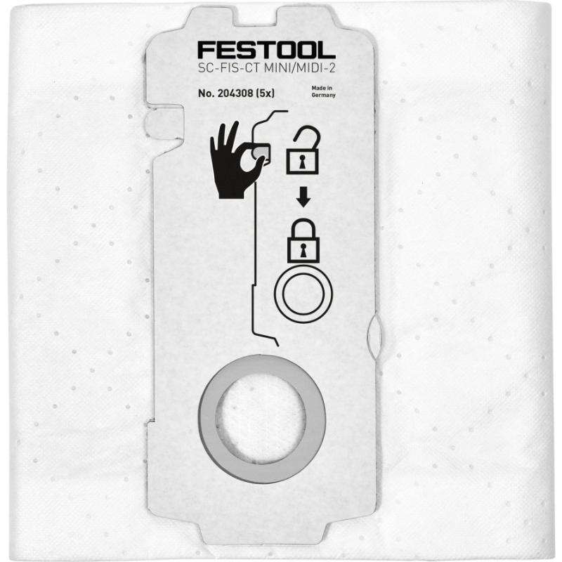 Image du produit FESTOOL - Sac filtre Selfclean&nbsp;(pour Aspirateur),&nbsp;SC FIS-CT MINI/MIDI-2/5/CT15 - (5 pcs)