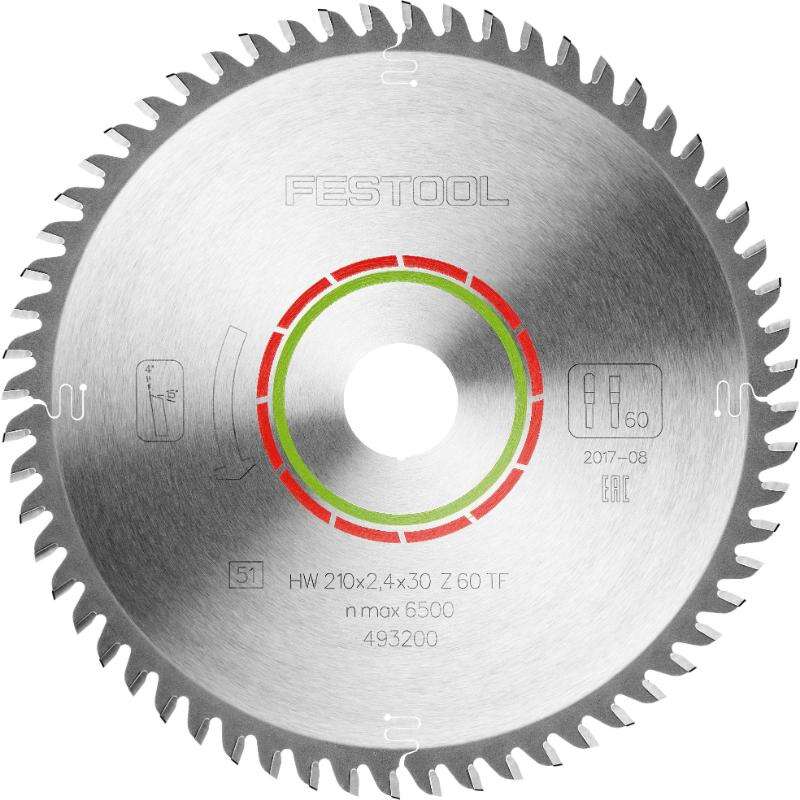 Image du produit FESTOOL - Lame Scie Circulaire STRATIFIE/HPL&nbsp;HW - &Oslash; 210 x 2,4 mm - Al&eacute;sage: 30 mm - Dents: 60, Type TF