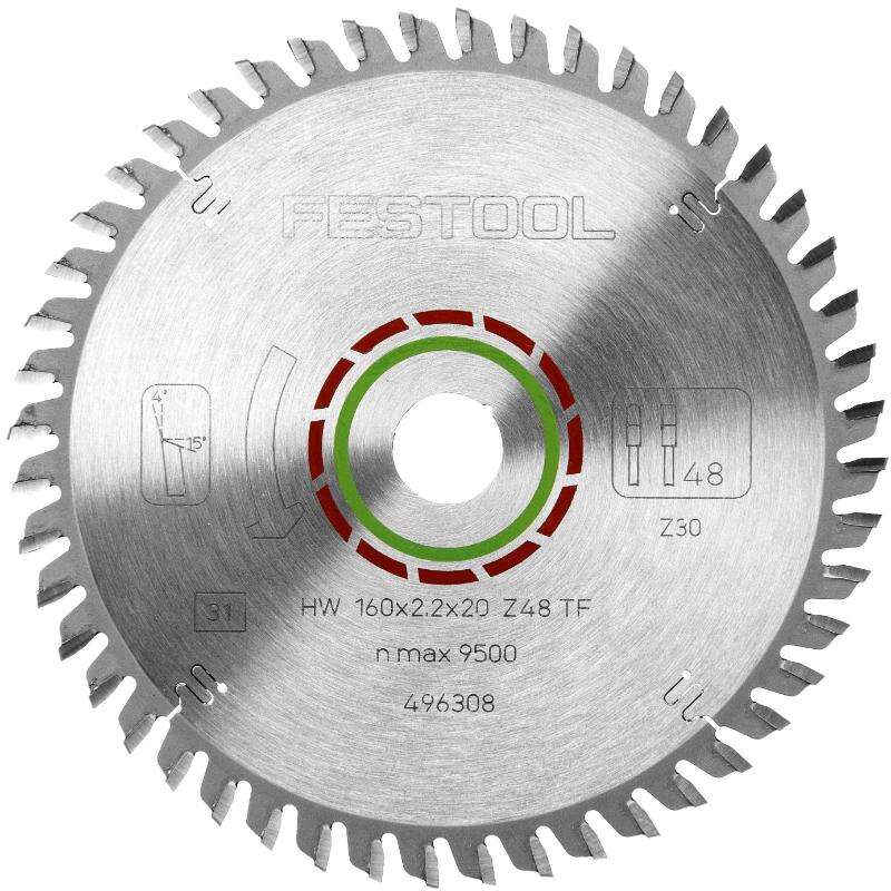 Image du produit FESTOOL - Lame Scie Circulaire STRATIFIE/HPL&nbsp;HW - &Oslash; 160 x 2,2 mm - Al&eacute;sage: 20 mm - Dents: 48, Type TF