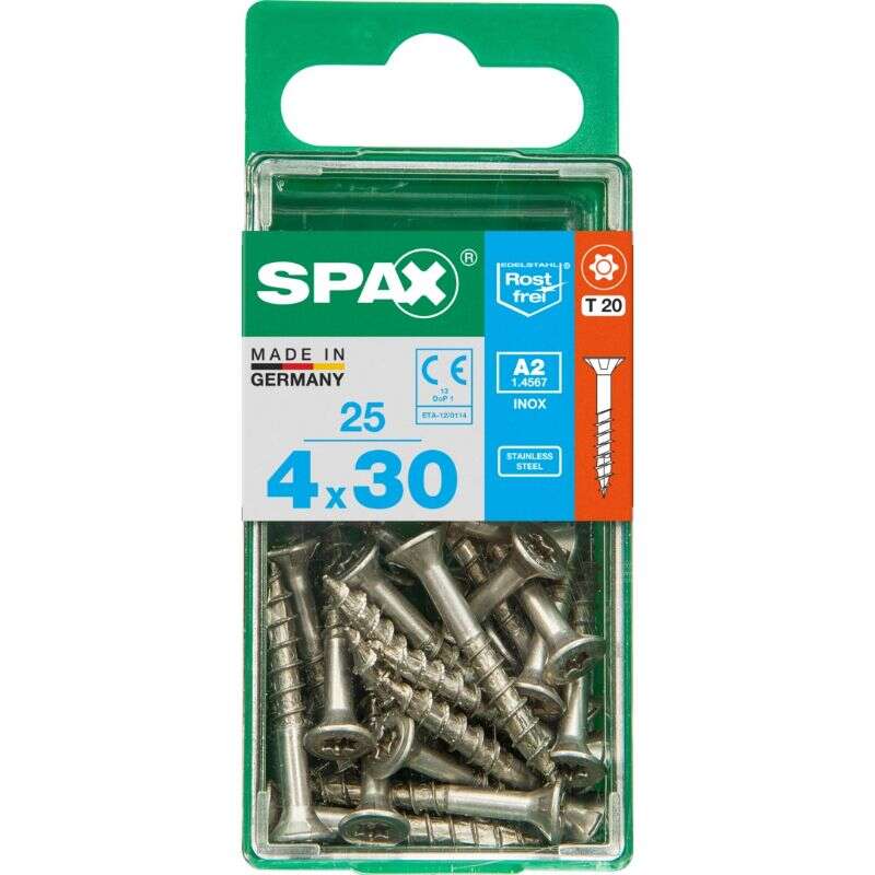 Image du produit SPAX&reg;- Vis universelle - &Oslash; 4 mm - T&ecirc;te frais&eacute;e - Inox A2 - T-STAR Plus (T20) - Filetage partiel 4 CUT