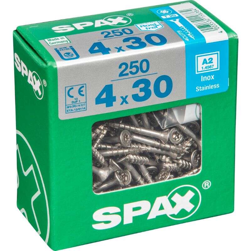 Image du produit SPAX&reg;- Vis universelle - &Oslash; 4 mm - T&ecirc;te frais&eacute;e - Inox A2 - T-STAR Plus (T20) - Filetage partiel 4 CUT