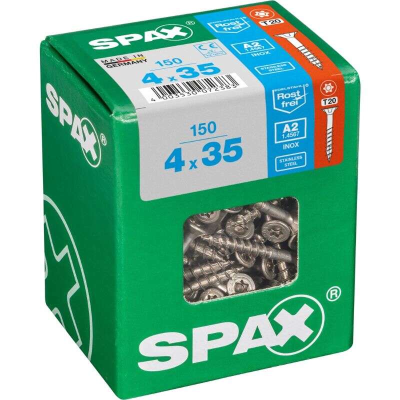 Image du produit SPAX&reg;- Vis universelle - &Oslash; 4 mm - T&ecirc;te frais&eacute;e - Inox A2 - T-STAR Plus (T20) - Filetage partiel 4 CUT