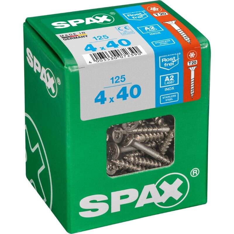 Image du produit SPAX&reg;- Vis universelle - &Oslash; 4 mm - T&ecirc;te frais&eacute;e - Inox A2 - T-STAR Plus (T20) - Filetage partiel 4 CUT