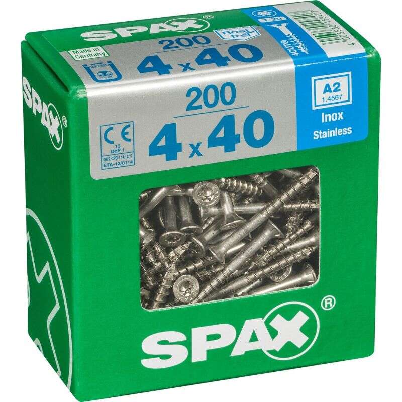 Image du produit SPAX&reg;- Vis universelle - &Oslash; 4 mm - T&ecirc;te frais&eacute;e - Inox A2 - T-STAR Plus (T20) - Filetage partiel 4 CUT
