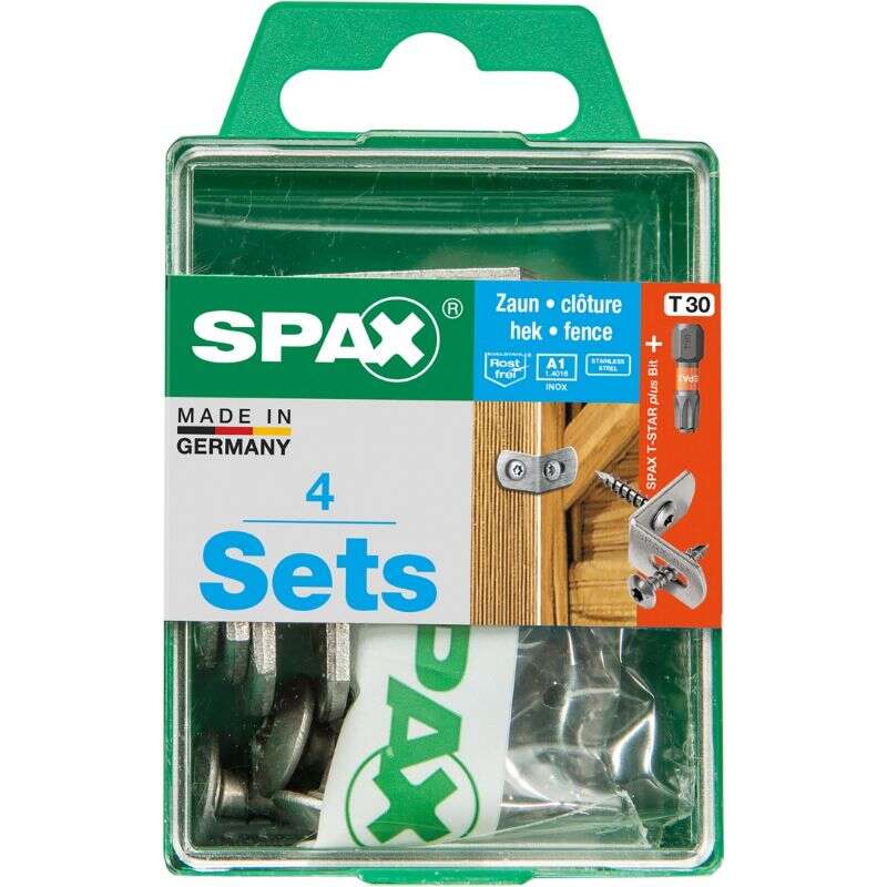 Image du produit SPAX&reg;- Connecteur de Cl&ocirc;ture + Vis T&ecirc;te plate - &Oslash; 7 mm - Inox A1 - T-STAR Plus (T30) - Filetage total